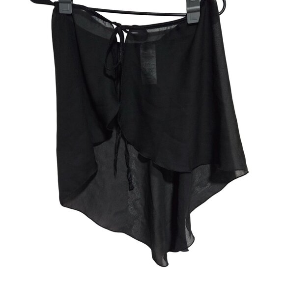 Danskin Pink Tie Waist Cardigan Black Sheer Dance Wrap Skirt Womens Size Large - Picture 6 of 8